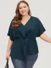 Plain Twist Front Dolman Sleeve Asymmetrical Hem Blouse sold by Bloomchic