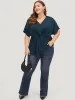 Plain Twist Front Dolman Sleeve Asymmetrical Hem Blouse sold by Bloomchic