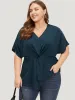 Plain Twist Front Dolman Sleeve Asymmetrical Hem Blouse sold by Bloomchic