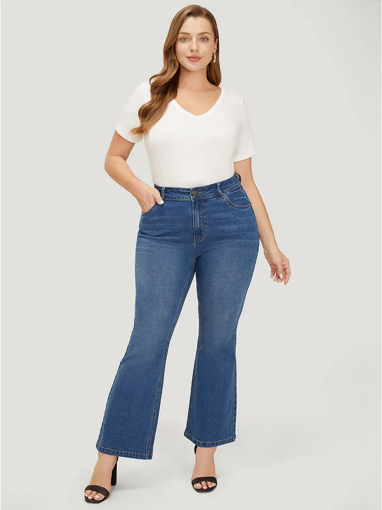 Flare Leg Very Stretchy Medium Wash Jeans sold by Bloomchic product image thumbnail 2