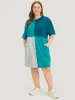 Colorblock Contrast Pocket Drop Shoulder Tee Dress sold by Bloomchic