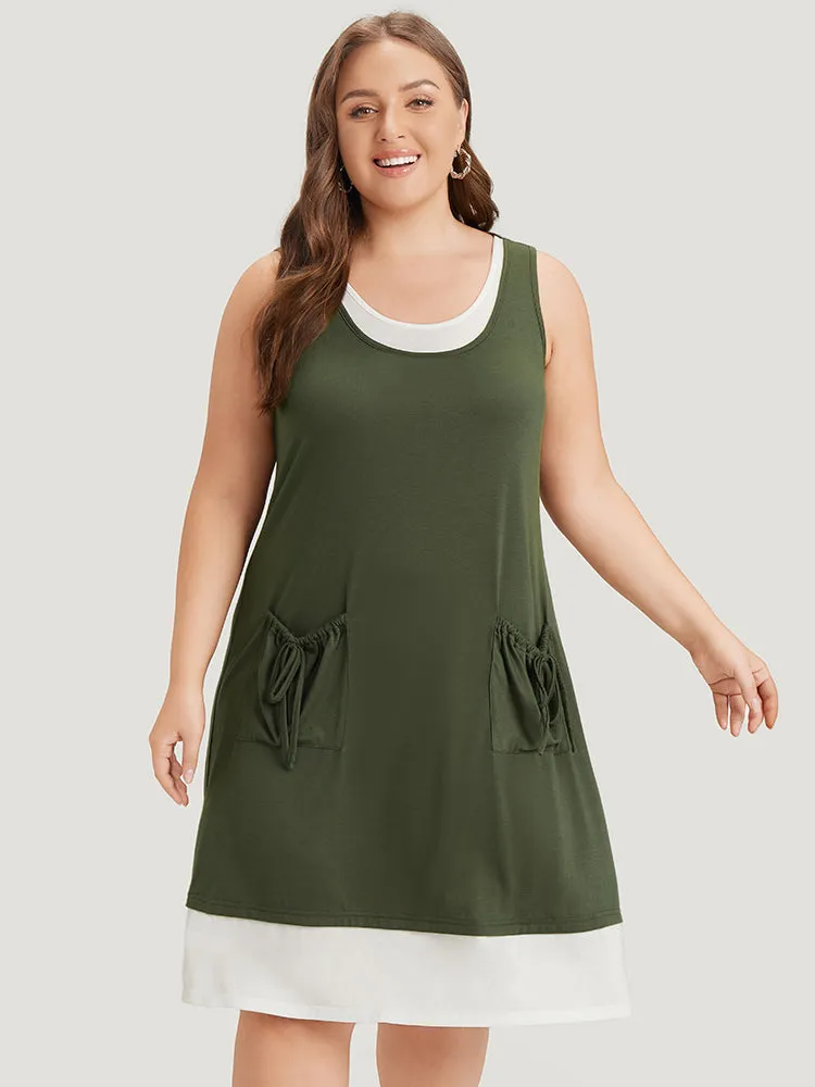 Two Tone Knot Pocket Patchwork Dress sold by Bloomchic product image thumbnail 2