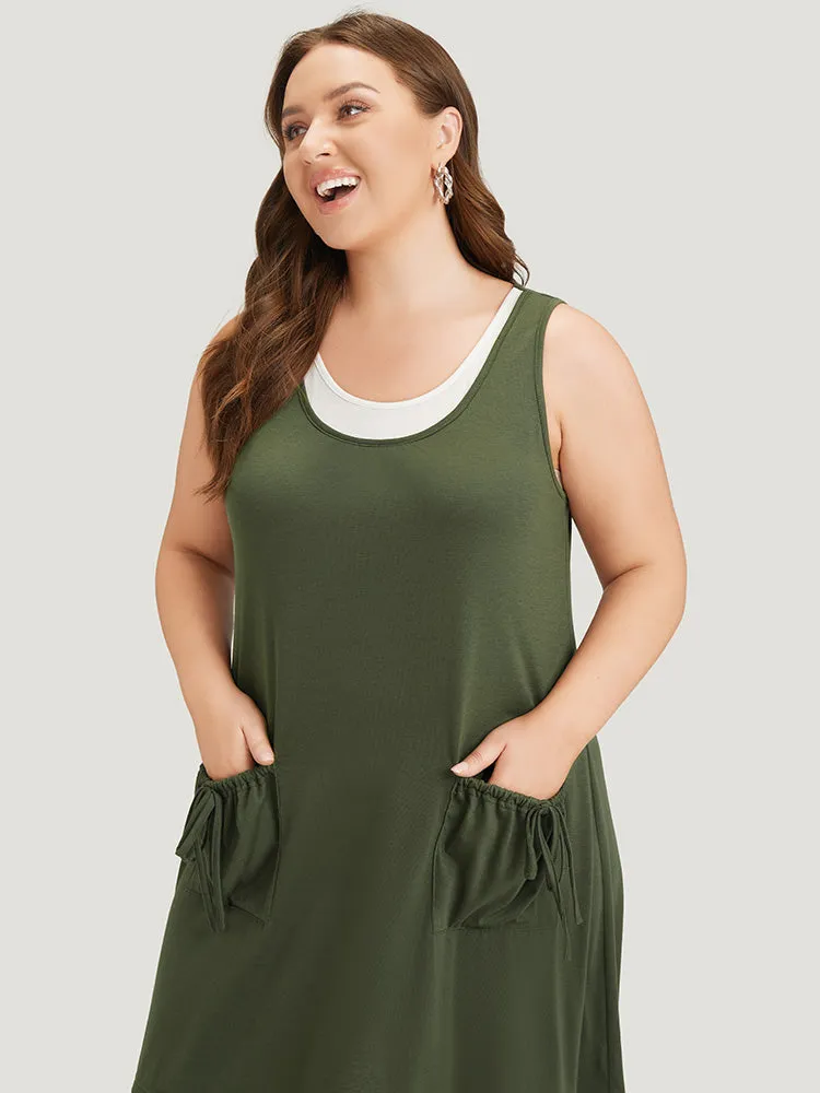 Two Tone Knot Pocket Patchwork Dress sold by Bloomchic product image thumbnail 5