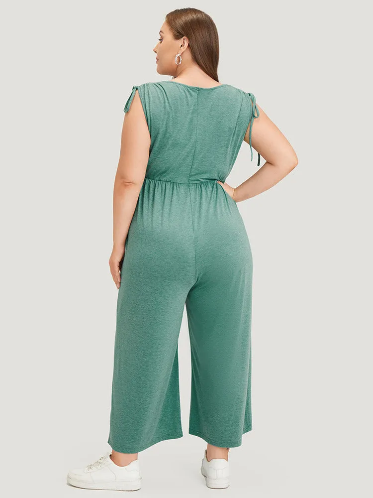 Plain Patched Pocket Zipper Drawstring Shoulder Jumpsuit sold by Bloomchic product image thumbnail 4