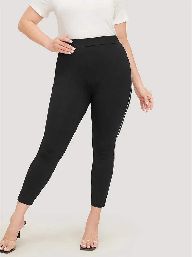 Glitter Contrast Side Skinny Leggings sold by Bloomchic product image thumbnail 5