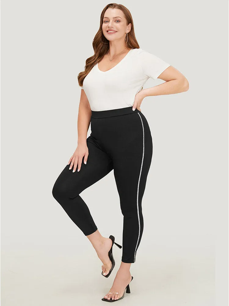 Glitter Contrast Side Skinny Leggings sold by Bloomchic product image thumbnail 2