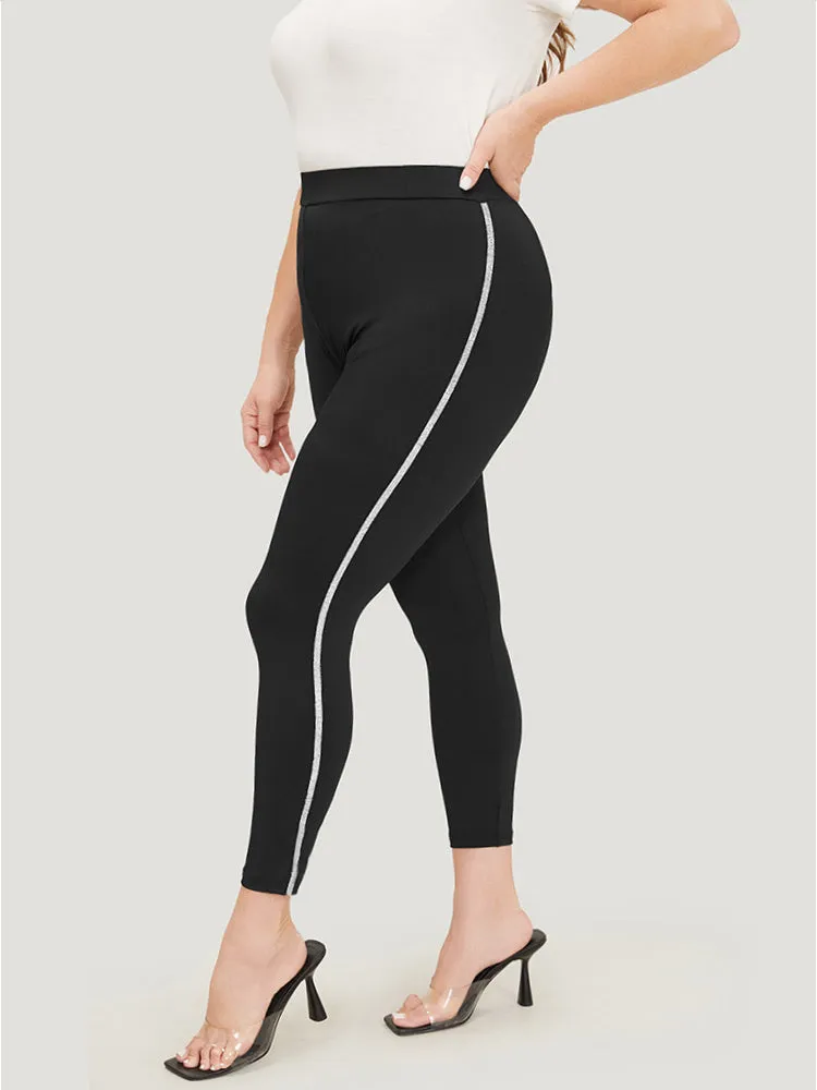 Glitter Contrast Side Skinny Leggings sold by Bloomchic product image thumbnail 3
