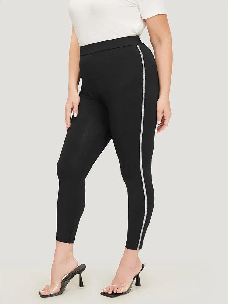 Glitter Contrast Side Skinny Leggings sold by Bloomchic