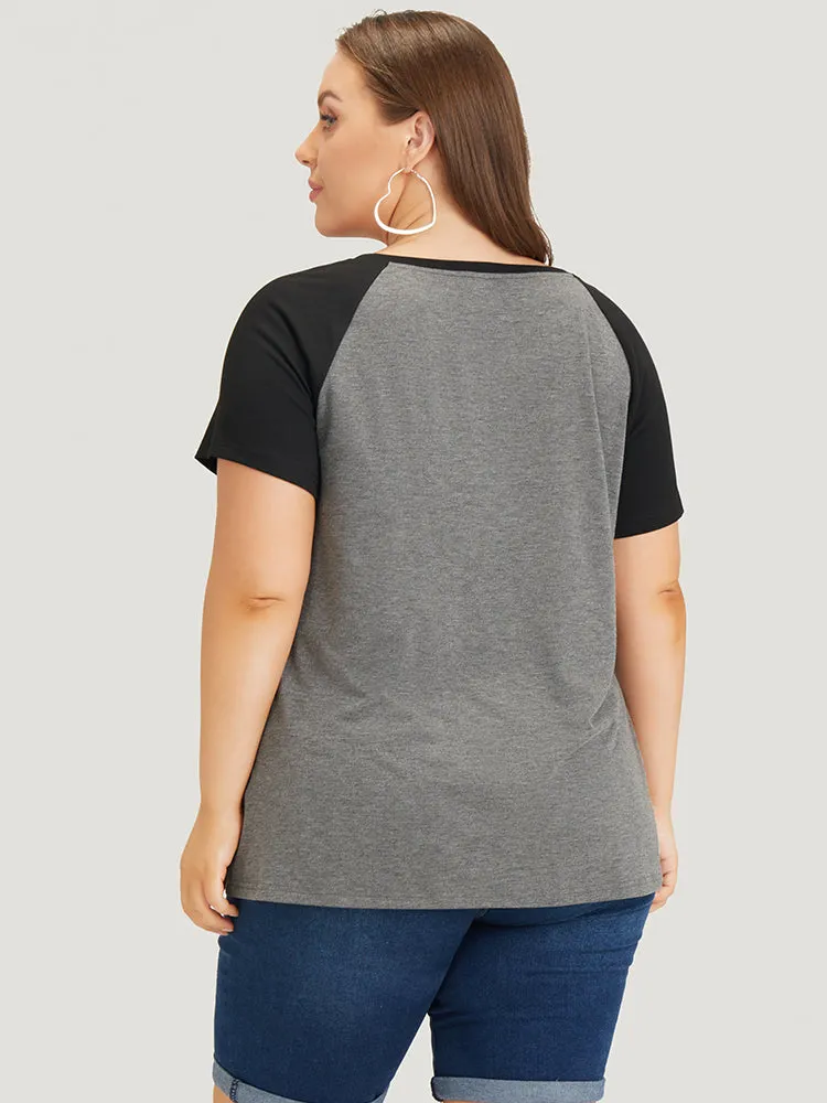 Two Tone Raglan Sleeve Crew Neck T-shirt sold by Bloomchic product image thumbnail 4
