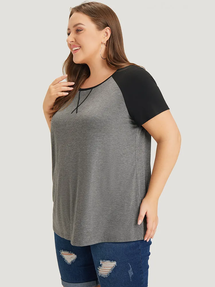 Two Tone Raglan Sleeve Crew Neck T-shirt sold by Bloomchic product image thumbnail 3