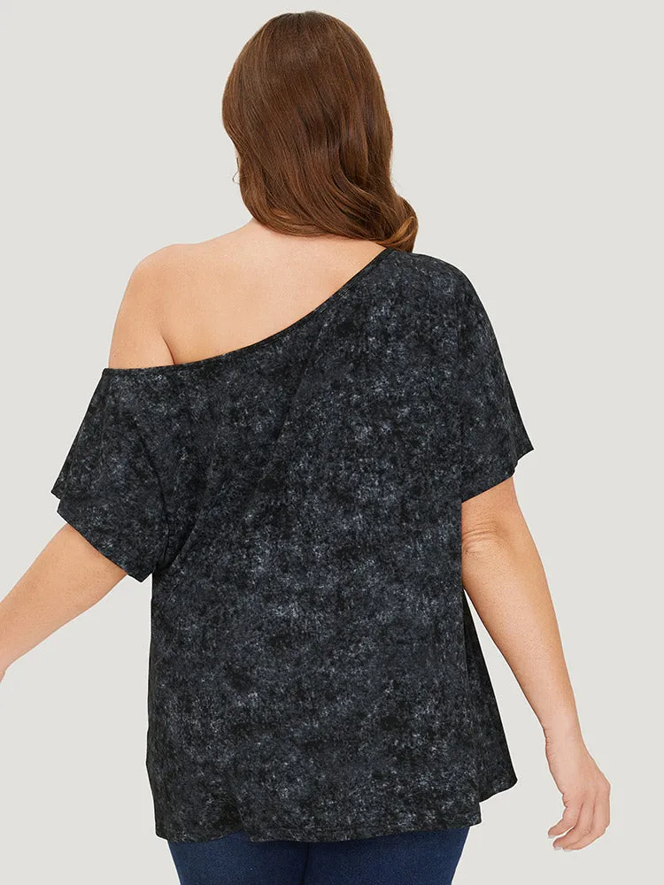 Unicorn & Floral Print One Shoulder Vintage T-shirt sold by Bloomchic product image thumbnail 5