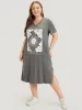Horoscope Print Pocket Split Dress sold by Bloomchic