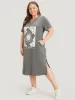 Horoscope Print Pocket Split Dress sold by Bloomchic