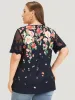 Floral Pleated Mesh Lace Sleeve Square Neck Blouse sold by Bloomchic
