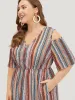 Rainbow Striped Pocket Cold Shoulder Dress sold by Bloomchic