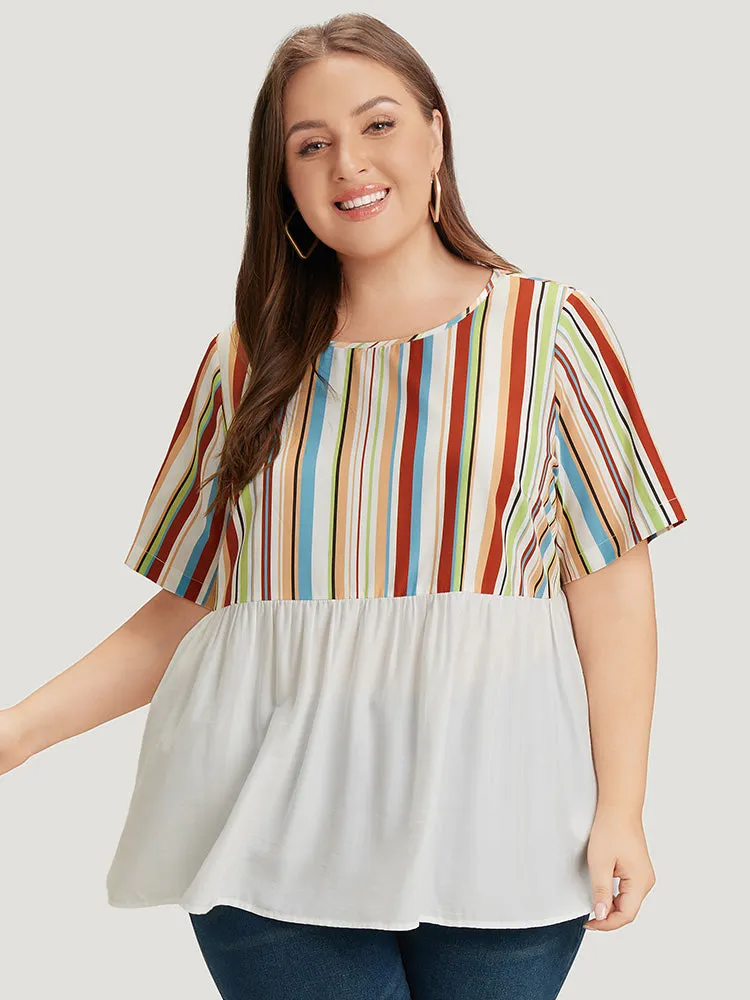 Rainbow Striped Patchwork Gathered Blouse sold by Bloomchic product image thumbnail 2