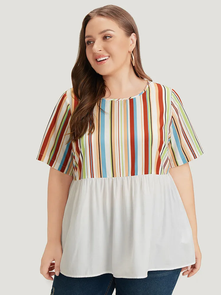 Rainbow Striped Patchwork Gathered Blouse sold by Bloomchic product image thumbnail 3