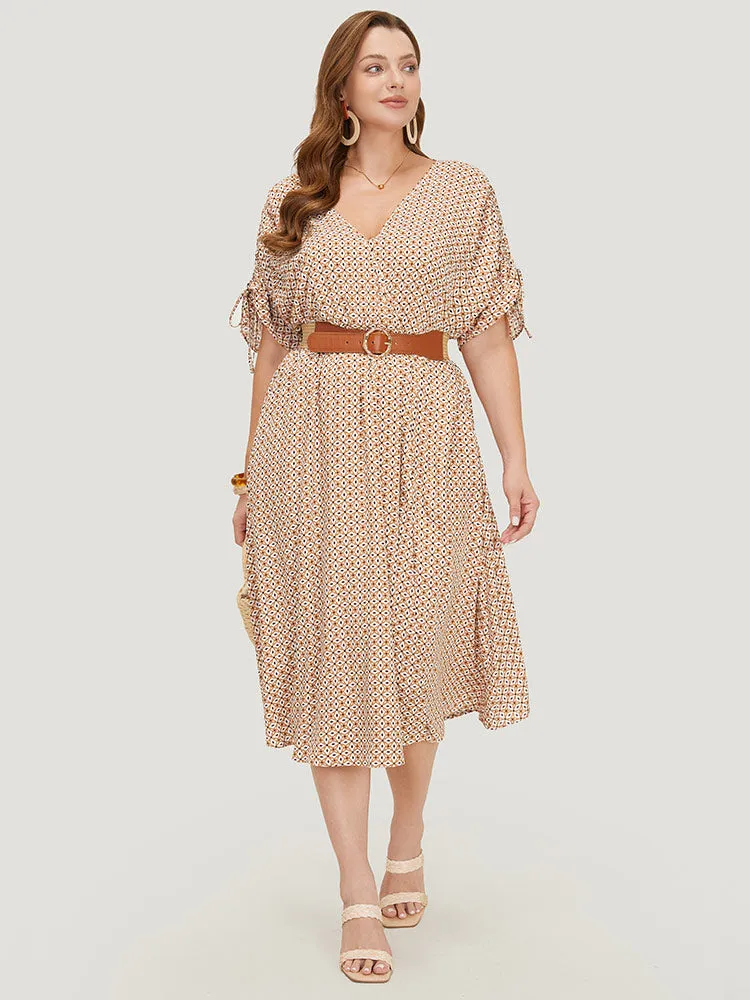 Bandana Print Ruffles Pocket Wrap Drawstring Sleeve Dress sold by Bloomchic product image thumbnail 4