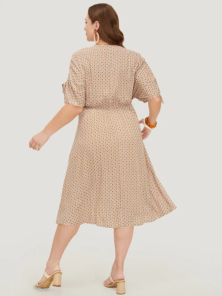 Bandana Print Ruffles Pocket Wrap Drawstring Sleeve Dress sold by Bloomchic product image thumbnail 5