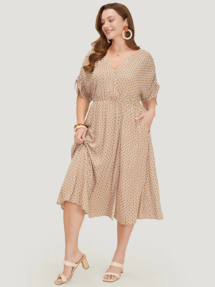 Bandana Print Ruffles Pocket Wrap Drawstring Sleeve Dress sold by Bloomchic product image thumbnail 3