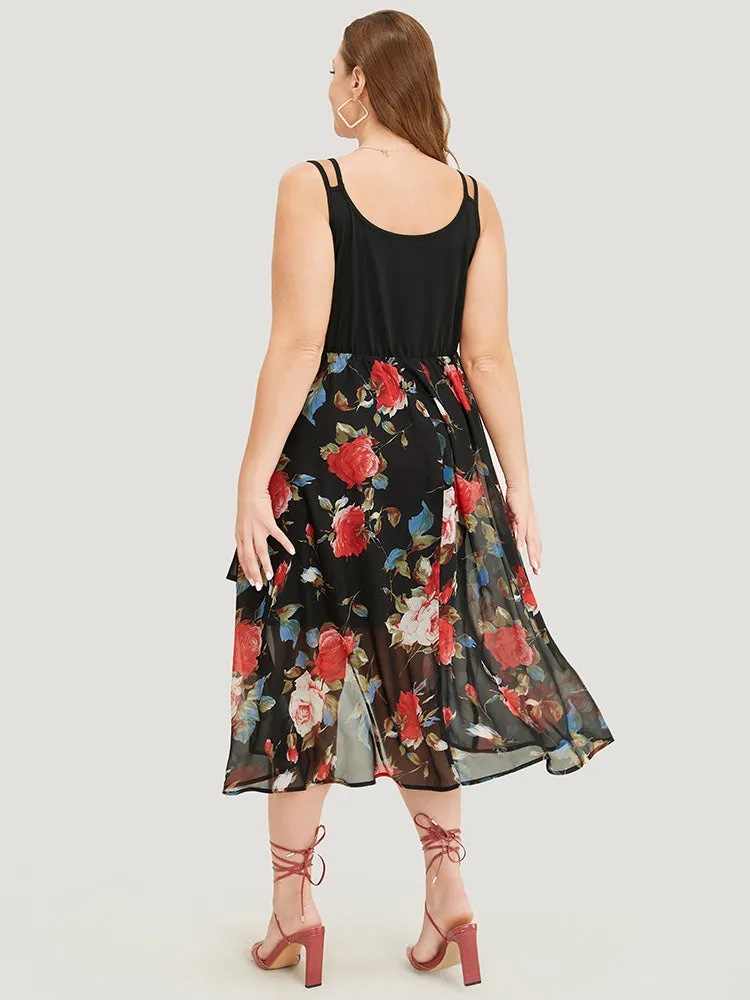 Floral Patchwork Button Detail Pocket Cami Dress sold by Bloomchic product image thumbnail 5