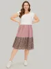 Leopard Contrast Ruffle Trim Pocket Layered Hem Dress sold by Bloomchic