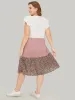 Leopard Contrast Ruffle Trim Pocket Layered Hem Dress sold by Bloomchic