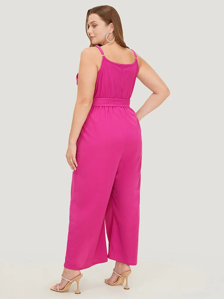 Plain Pocket Wrap Buckle Belt Jumpsuit sold by Bloomchic product image thumbnail 2