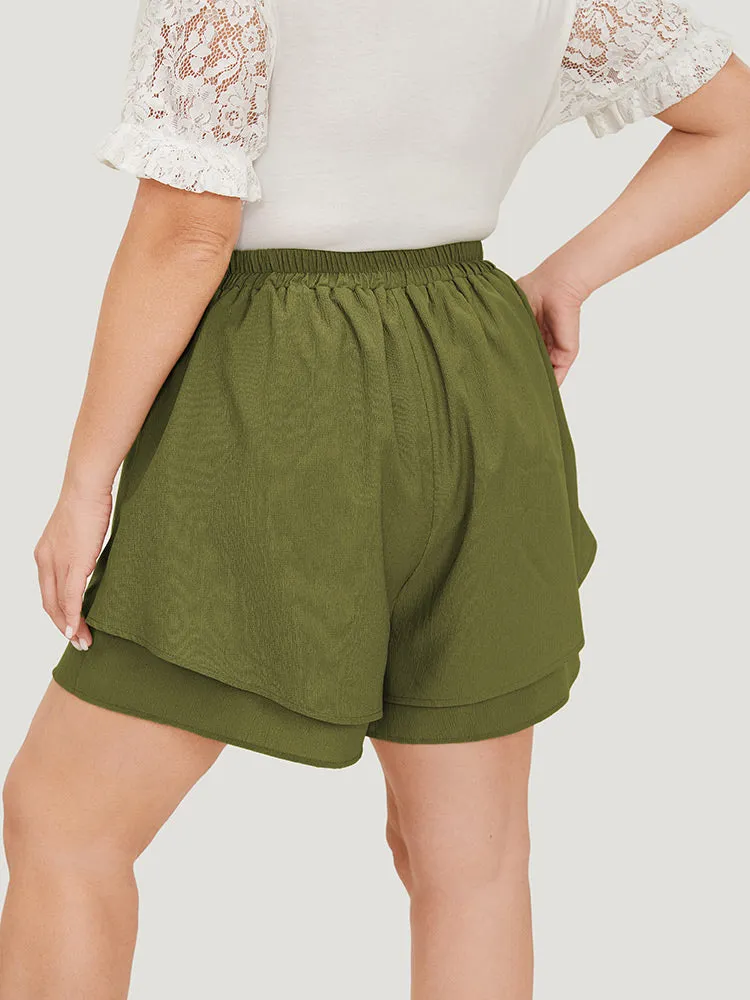 Plain Pocket Layered Hem Shorts sold by Bloomchic product image thumbnail 2