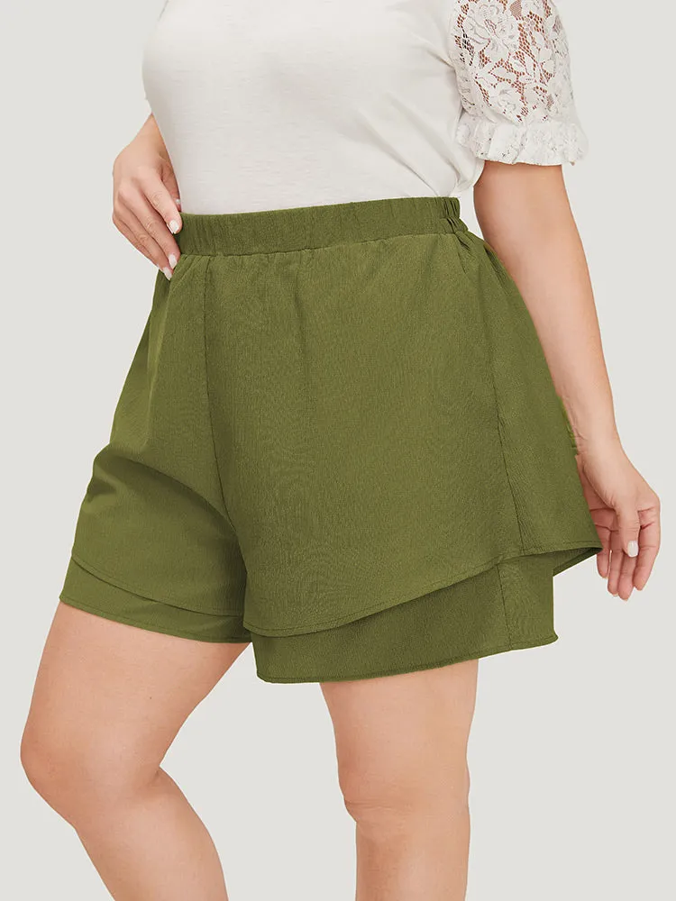 Plain Pocket Layered Hem Shorts sold by Bloomchic product image thumbnail 3