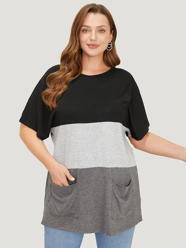 Color Block Contrast Heather Pocket Front T-shirt sold by Bloomchic product image thumbnail 4