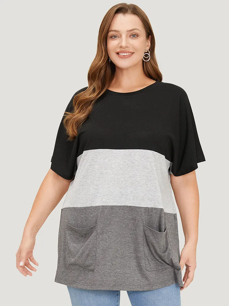 Color Block Contrast Heather Pocket Front T-shirt sold by Bloomchic product image thumbnail 5