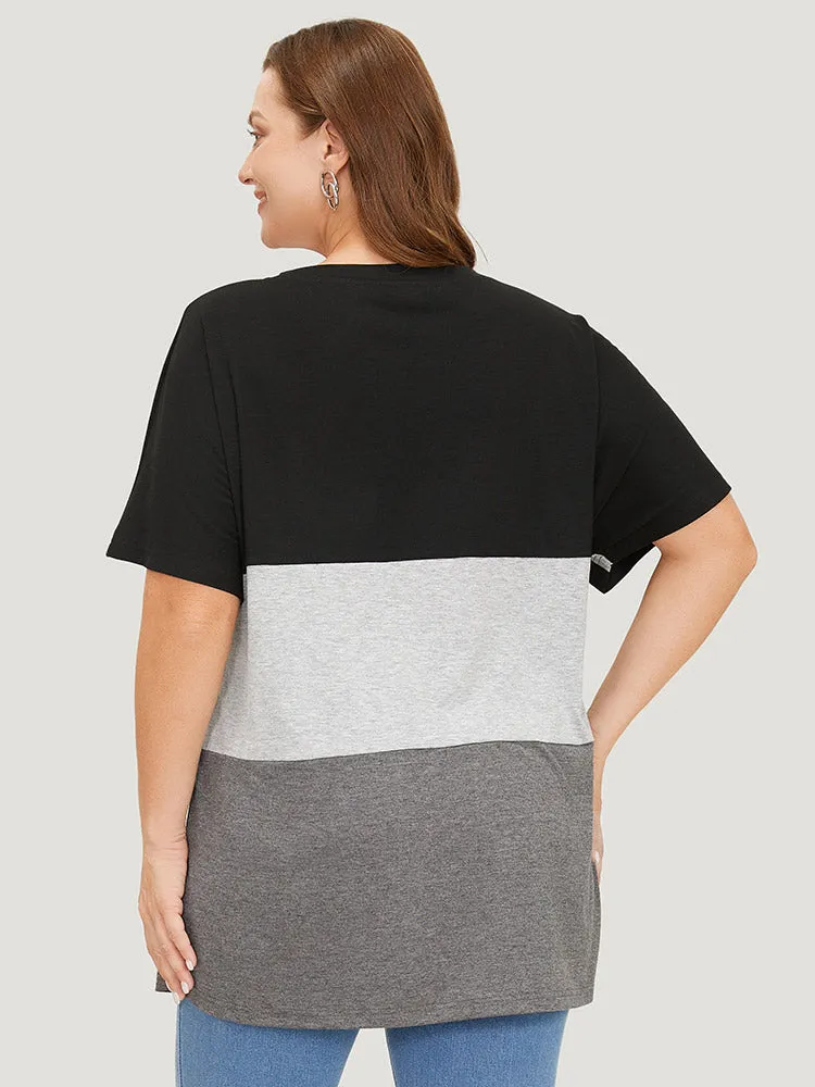 Color Block Contrast Heather Pocket Front T-shirt sold by Bloomchic product image thumbnail 2