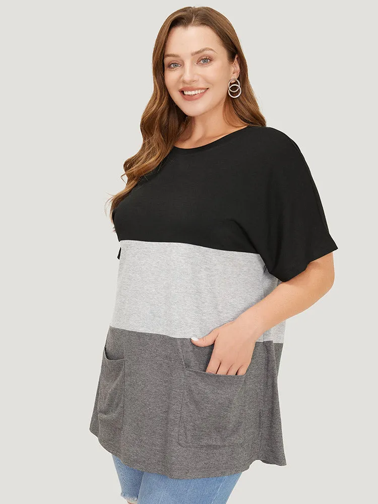 Color Block Contrast Heather Pocket Front T-shirt sold by Bloomchic product image thumbnail 3