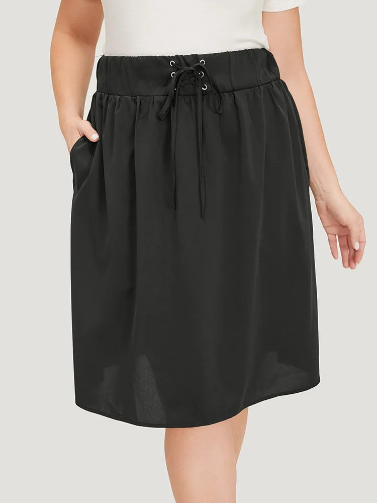 Plain Pocket Lace Up Skirt sold by Bloomchic product image thumbnail 2