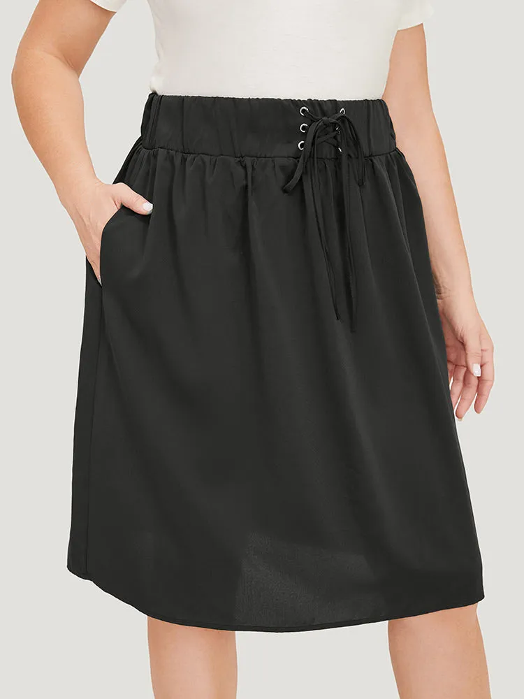 Plain Pocket Lace Up Skirt sold by Bloomchic product image thumbnail 3