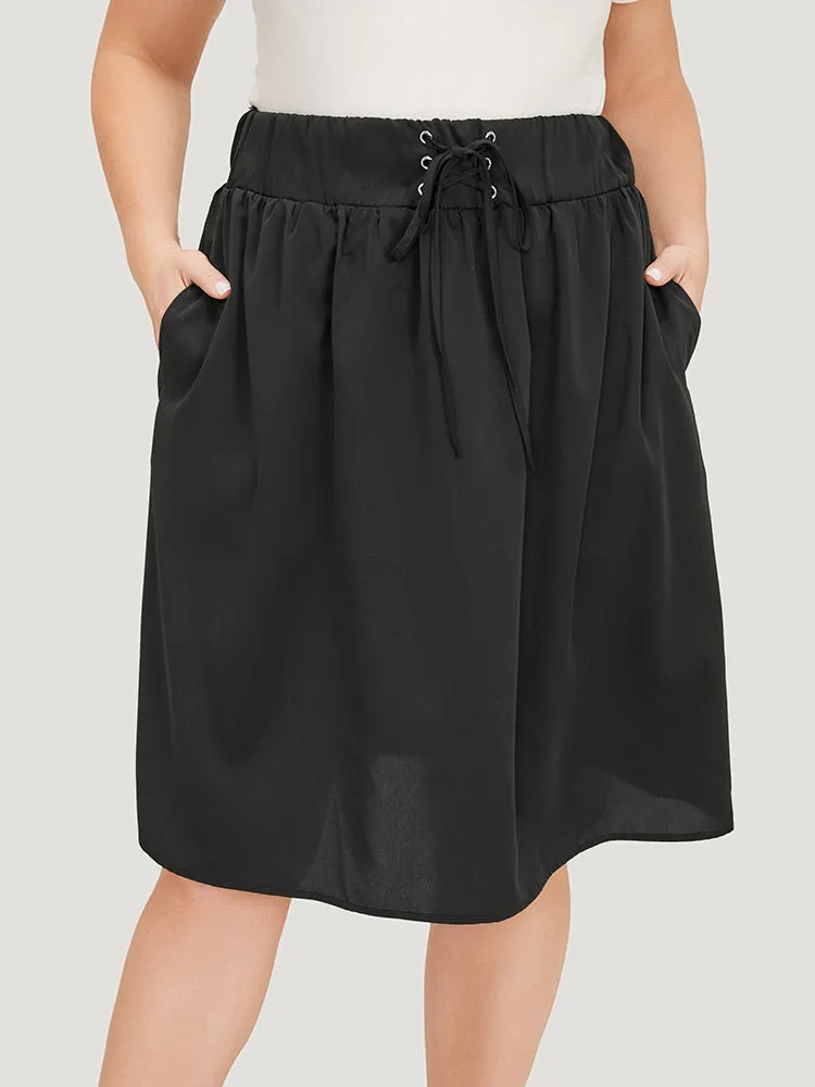 Plain Pocket Lace Up Skirt sold by Bloomchic product image thumbnail 4