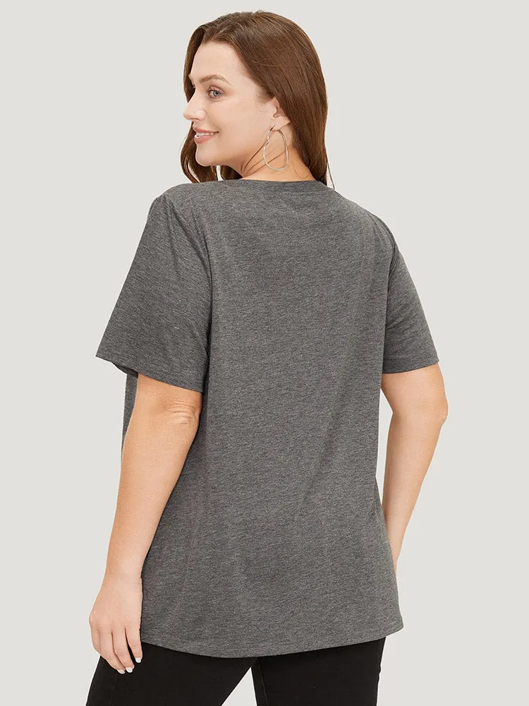 Butterfly & Moon Print Heather Graphic T-shirt sold by Bloomchic product image thumbnail 3