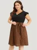 Leopard Patchwork Pocket Belt Ruffle Dress sold by Bloomchic