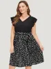 Leopard Patchwork Pocket Belt Ruffle Dress sold by Bloomchic