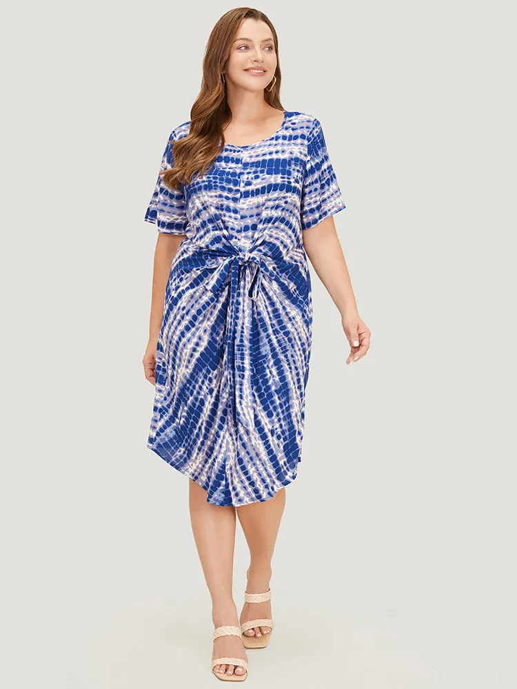Tie Dye Pocket Twist Front Curved Hem Dress sold by Bloomchic product image thumbnail 5