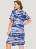 Tie Dye Pocket Twist Front Curved Hem Dress sold by Bloomchic