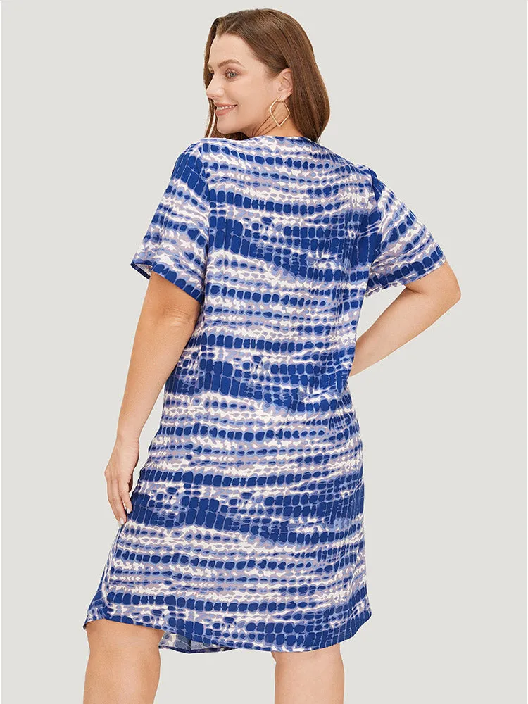 Tie Dye Pocket Twist Front Curved Hem Dress sold by Bloomchic product image thumbnail 2