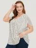 Polka Dot Patchwork Mesh Flutter Sleeve Blouse sold by Bloomchic