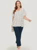 Polka Dot Patchwork Mesh Flutter Sleeve Blouse sold by Bloomchic
