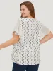 Polka Dot Patchwork Mesh Flutter Sleeve Blouse sold by Bloomchic