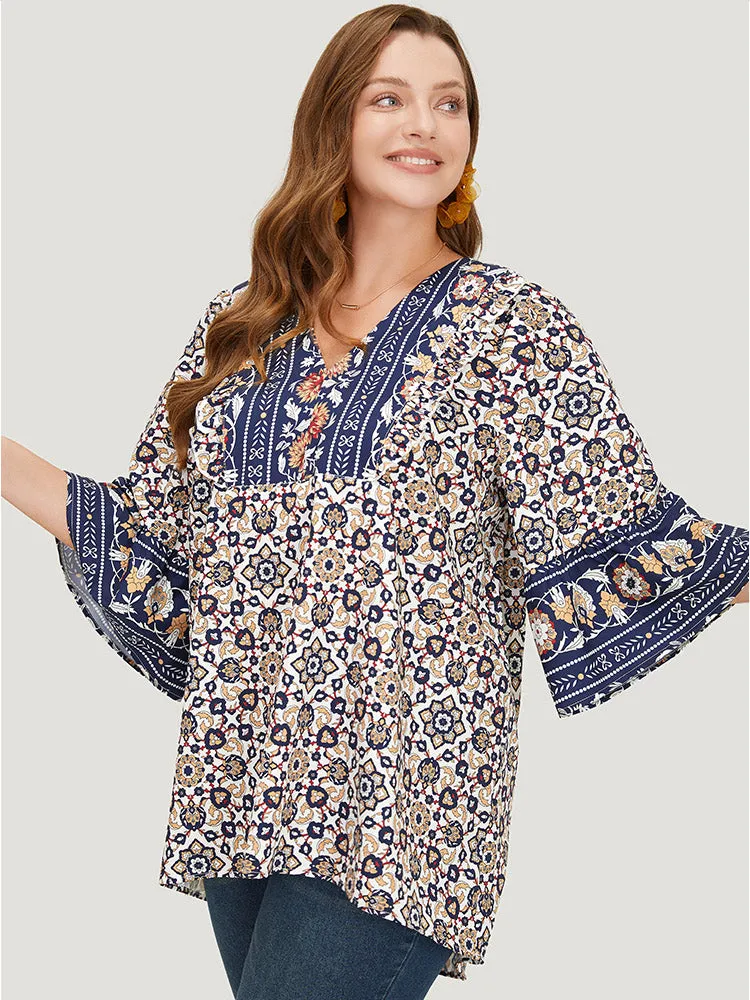 Bandana High Low Hem Bell Sleeve Blouse sold by Bloomchic product image thumbnail 3