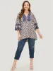 Bandana High Low Hem Bell Sleeve Blouse sold by Bloomchic