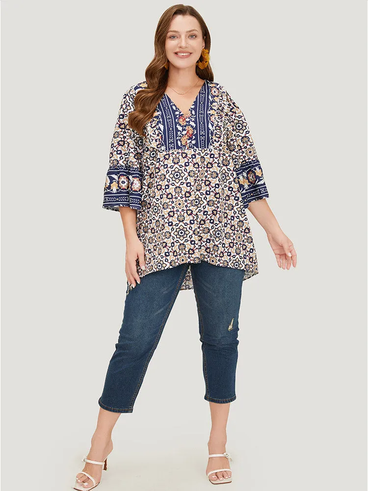 Bandana High Low Hem Bell Sleeve Blouse sold by Bloomchic product image thumbnail 4