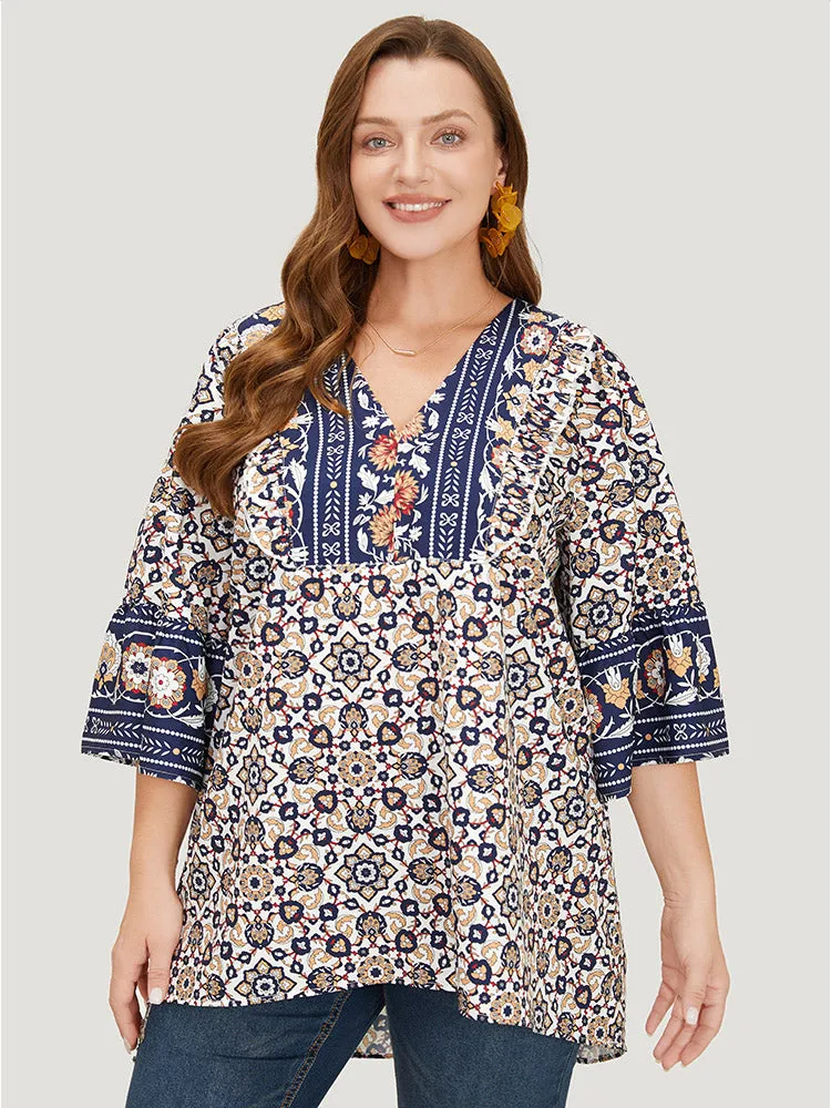 Bandana High Low Hem Bell Sleeve Blouse sold by Bloomchic product image thumbnail 5